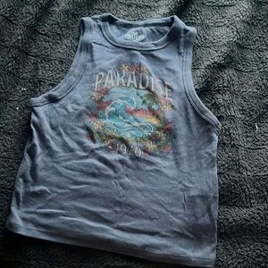 Blue graphic tank top